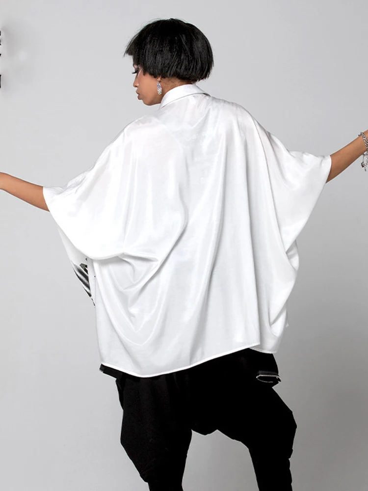 Женская свободная рубашка в стиле панк Повседневная белая Готическая блузка