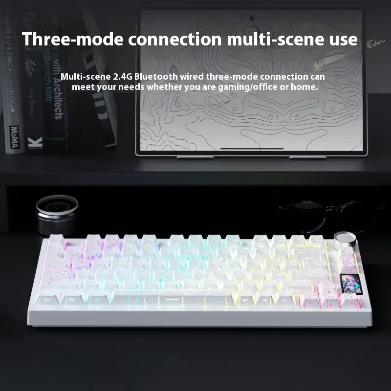 Трехрежимная механическая клавиатура EWEADN X75 Pro с переключателем Red Rabbit 8000 мАч