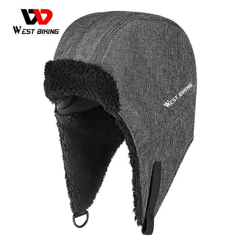 

WEST BIKING Winter Warm Cycling Caps Plush Ushanka Trooper Earflaps Windproof Russian Aviator Bomber Hat Eskimo Trapper Beanies