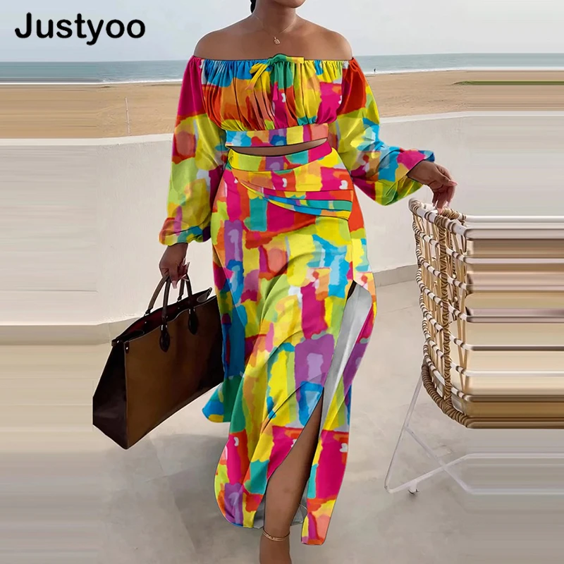 

Sexy Off Shoulder Slash Neck Dress Office Lady Spring Autumn Fashion Casual Plaid Print Slit Long Sleeve Dresses Set Suit 2023