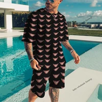 new 3d printed mens training wear suit smile printing t shirt casual cool fitness sports 2 piece set shorts for men tracksuit