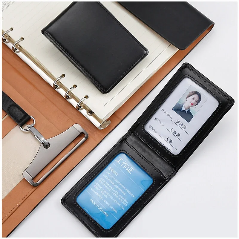 Визитницы для деловых рабочих карточек из натуральной кожи с шейным ремешком