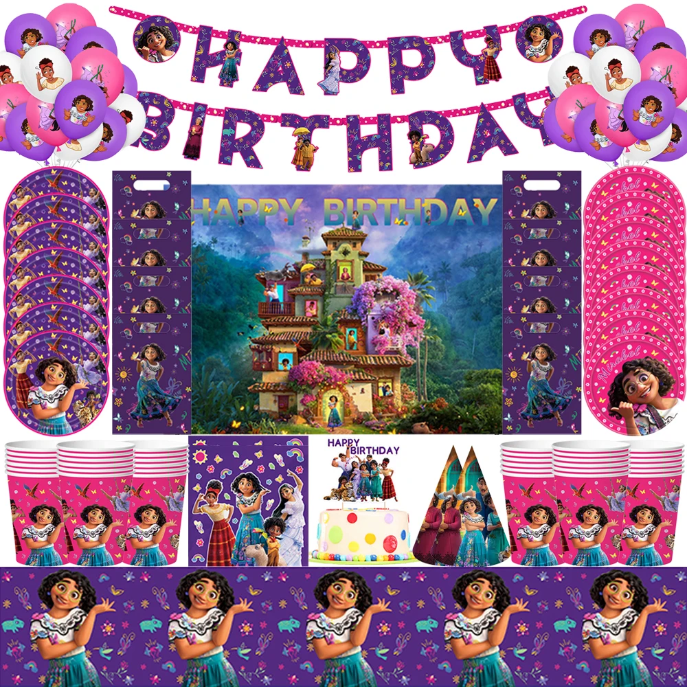 

Encanto Party Decorations Balloons Set Disposable Tableware Customizzable Background Baby Shower Girls Birthday Party Supplies