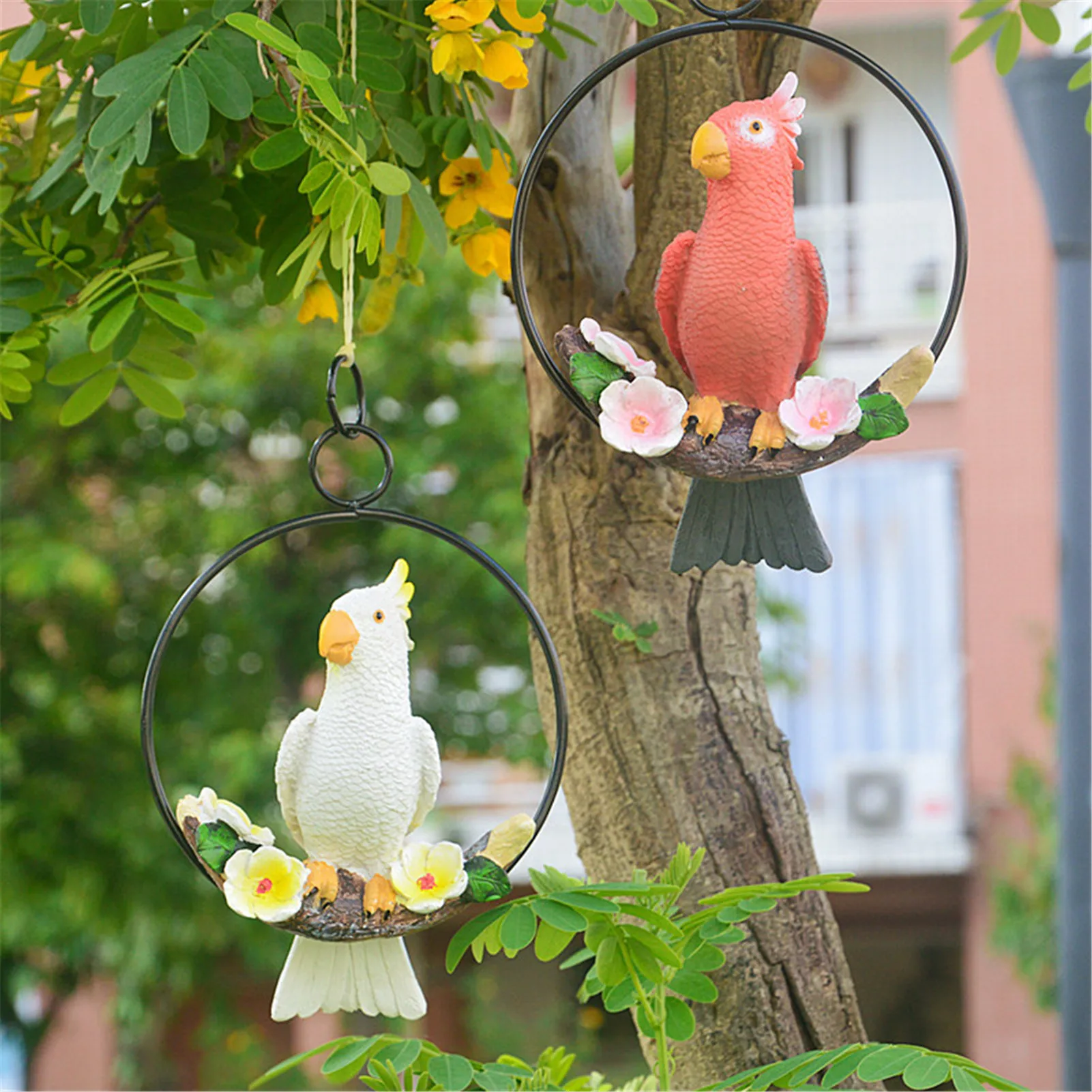 

Hang Parrot Statue Parrot Garden Statues Sculpture Resin Bird Patio Decor Highly Detailed And Decorative Indoor Outdoor Tree