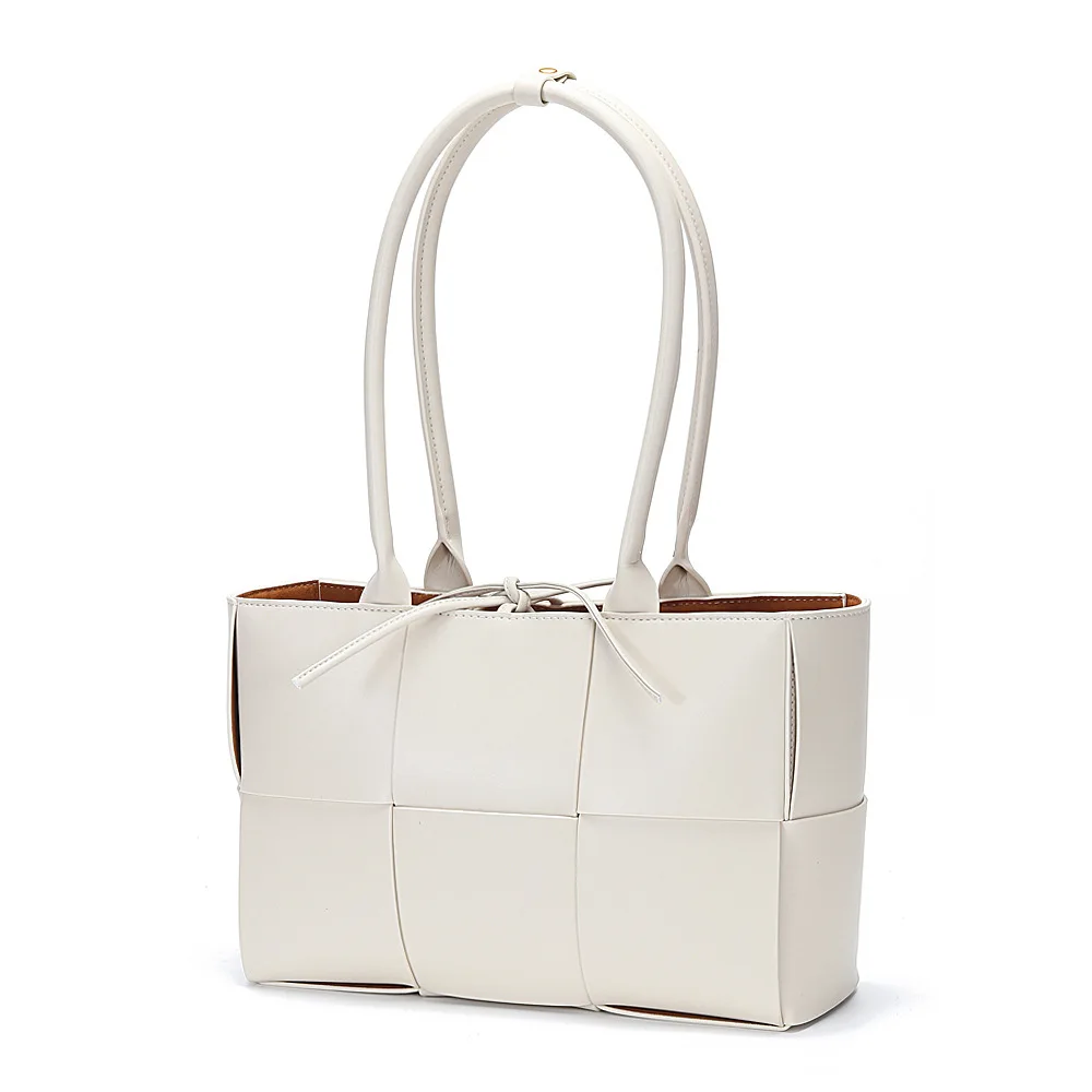 

Genuine Cows Big Tote Bag Women Wide Leather Knitting Classical Style Luxury Daily Travelling and Shopping Bag