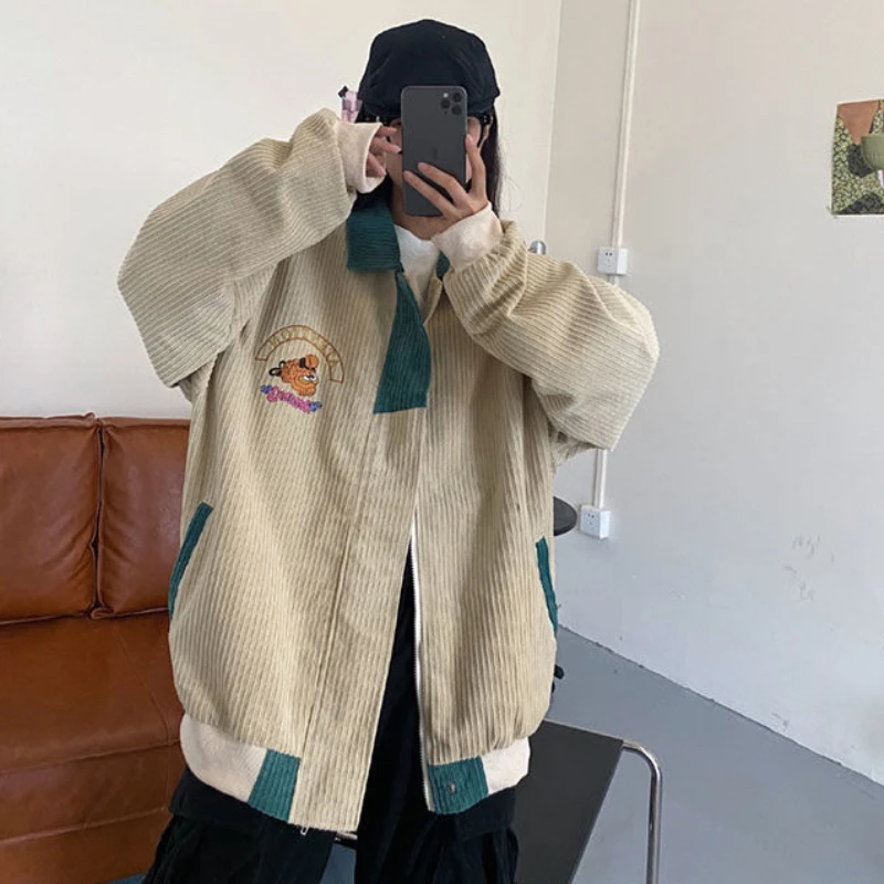 

Women Baseball Jacket Korean Harajuku Coats 2021 Spring Autumn New Corduroy Jackets Lady Streetwear Gothic Outerwear Windbreaker