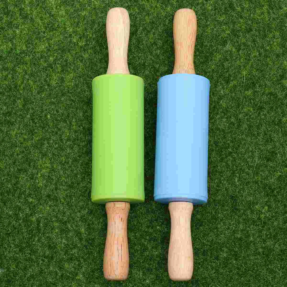 

Rolling Pin Baking Roller Silicone Kids Stick Pretend Wood Pastry Kitchen Toy Dough Fondant Pizza Mini Tools Toys Sticks French