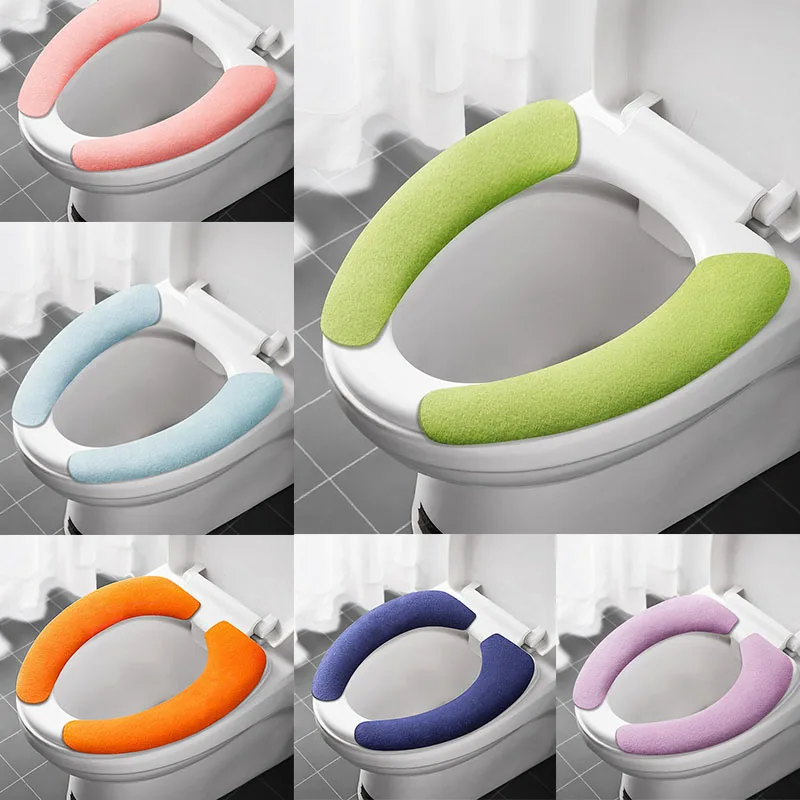 

3 Pair Warm Plush Adhesive Toilet Pad Universal Adsorption Winter Toilet Seat Cover Mat Portable Sticker Toilet Cover Washable