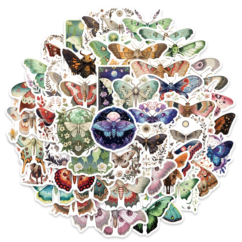 

10/50PCS colorful moth stickers for beautiful laptops, skateboards, mobile phones, waterproof stickers for children's toys