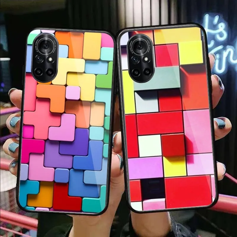 

3D строительный чехол для телефона Huawei P50 P40 P30 P20 Pro Mate 40 30 20 Pro Nova 9 8 7 PC, стеклянный чехол для телефона