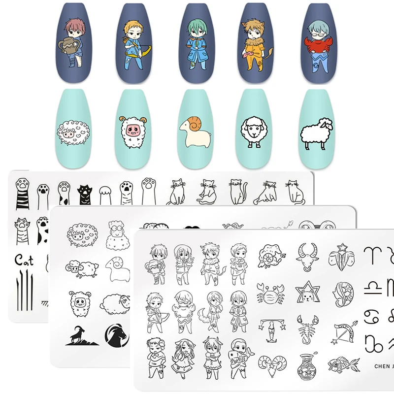 

Constellation Stamping Plates Cute Cartoon Character Print Sheep Image Stainless Steel Stencil Nail Art Template Manicure Tools