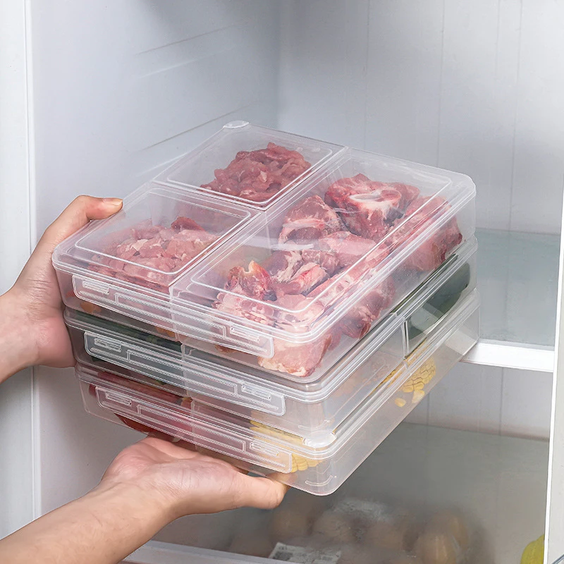 

2pcs Fresh-keeping Box Transparent Plastic Box Square Refrigerator Special Refrigerated Sealed Food-grade Storage Box Commercial