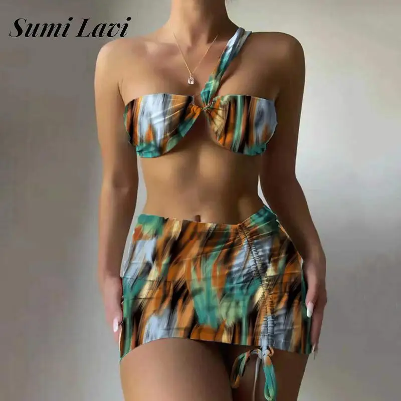 

Женский комплект бикини на одно плечо, с диагональным воротником, эффектом пуш-ап