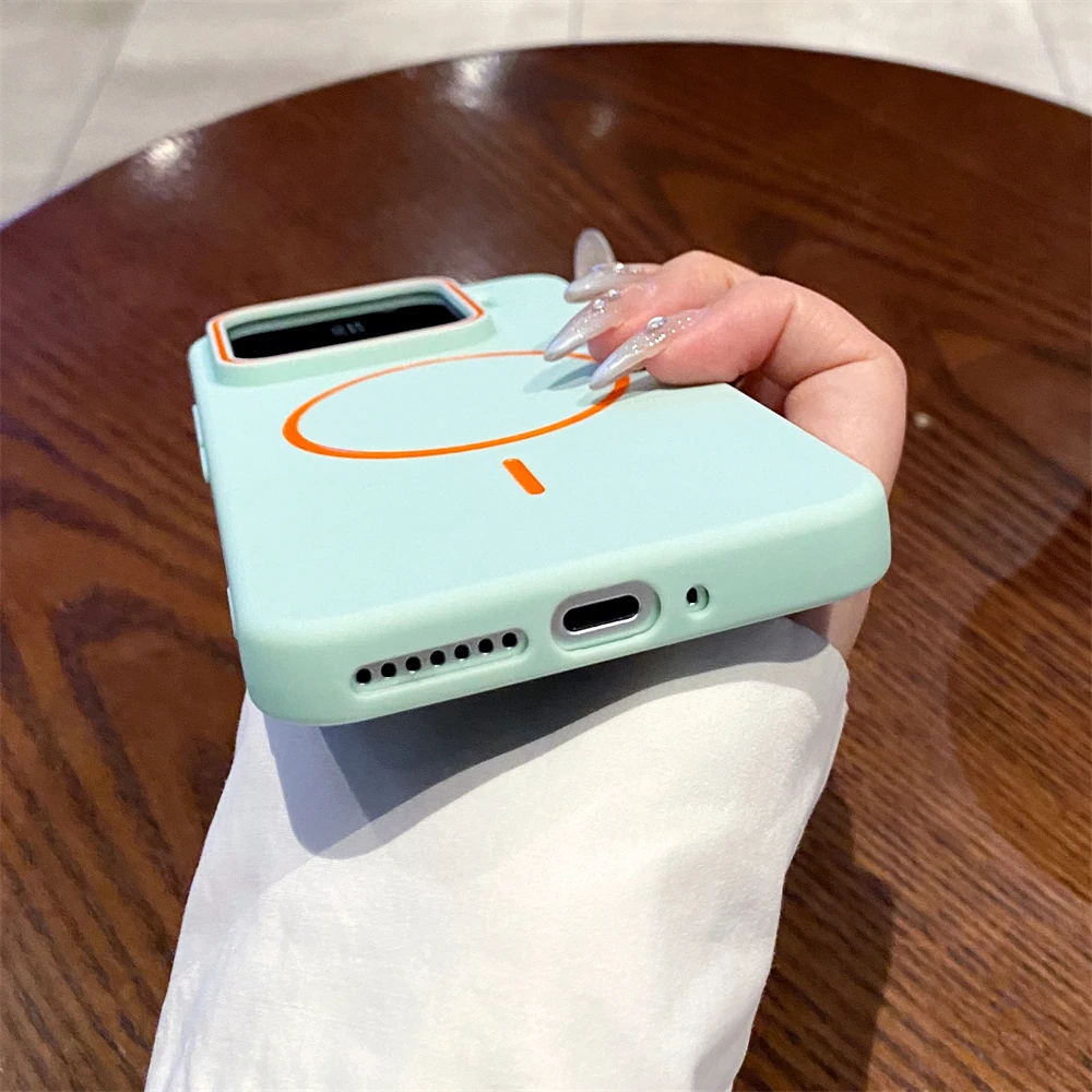 Фото Роскошный матовый магнитный чехол для телефона Magsafe для Xiaomi 15 14 17 Pro Max с беспроводной зарядкой, противоударный, с защитой камеры №5