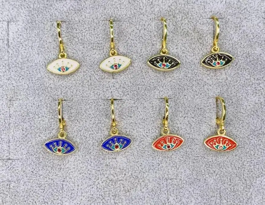 

1 пара золотые креативные эмалевые серьги-кольца для женщин летние капельные маленькие серьги-кольца с маслом оптовая продажа ювелирных из...