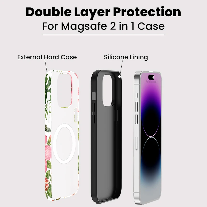 Фото Магнитный чехол Fcicicase для iPhone Air 17 15 16 Pro Max 14 13 12 11 с рисунком цветов, морских звезд, ракушек и морских черепах, совместимый с MagSafe №3