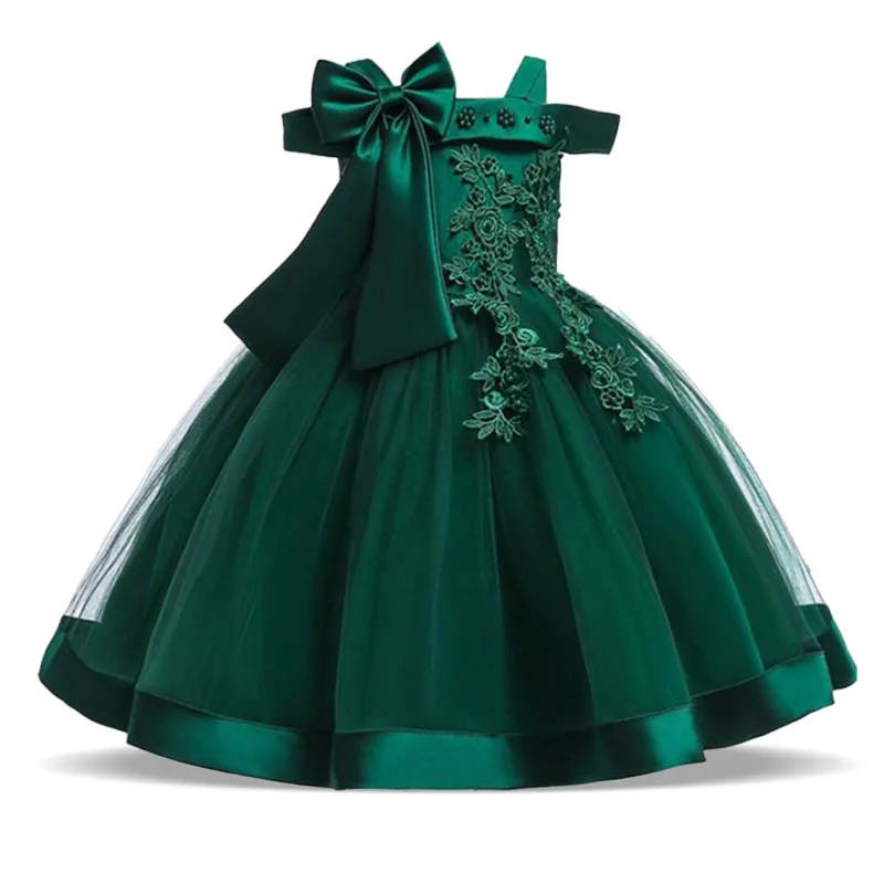 

Летние Платья с цветочным принтом без Плеч для девочек, элегантное свадебное вечернее платье, платье принцессы для дня рождения с бантом, ро...