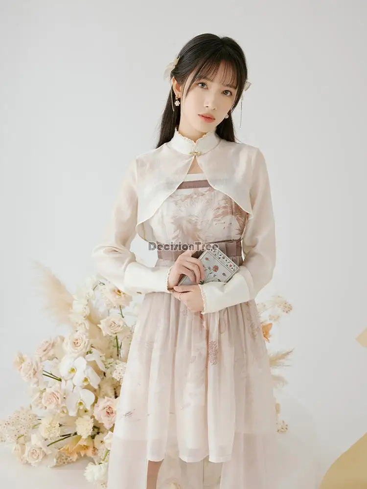 

2022 new Chinese style improved dress qipao cheongsam dress oriental girl graceful casual daily dress vintage hanfu dress pd