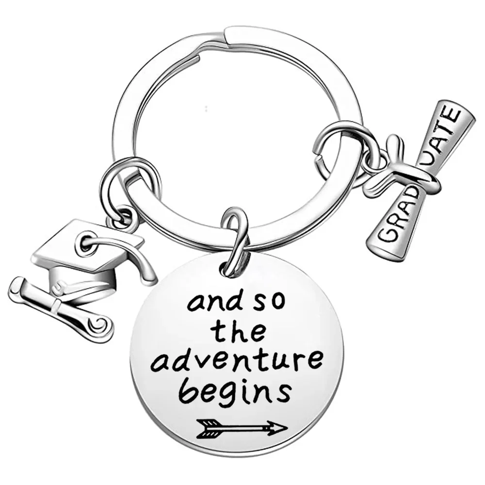 

2024 Graduation Season Gift Keychain and So The Adventure Begins School Gift Keyrings Graduation Ceremony Key Chain