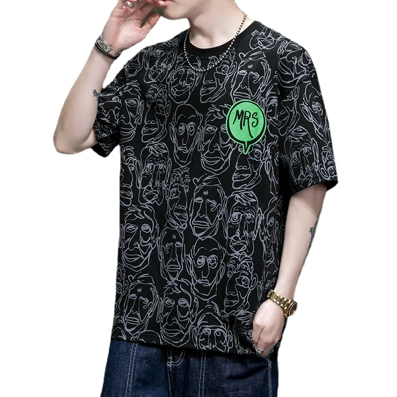 

Футболка мужская с коротким рукавом, модная Свободная рубашка из тяжелого хлопка, в винтажном стиле, оверсайз, в стиле Ins, летняя