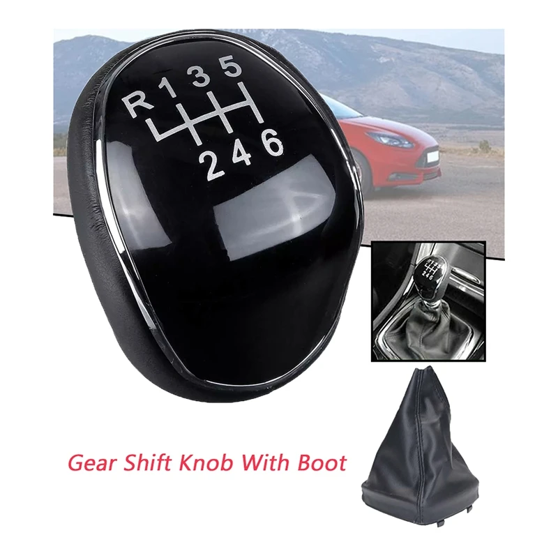 6 Speed Leather Gear Shift Knob Shift Lever Gaitor Boot Cover for Ford Mondeo IV S-MAX C-MAX Transit Focus MK3 MK4 Kuga