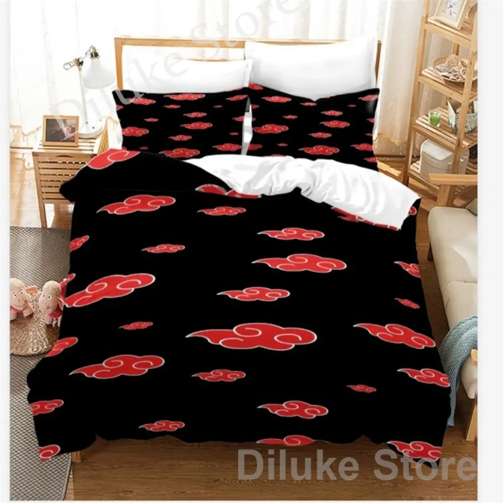 

Red Cloud Anime 3D Cartoon Duvet Cover Sets Comforter Bed LinenKids Bedding Set Akatsuki Japan Twin Queen King Single Size Gift