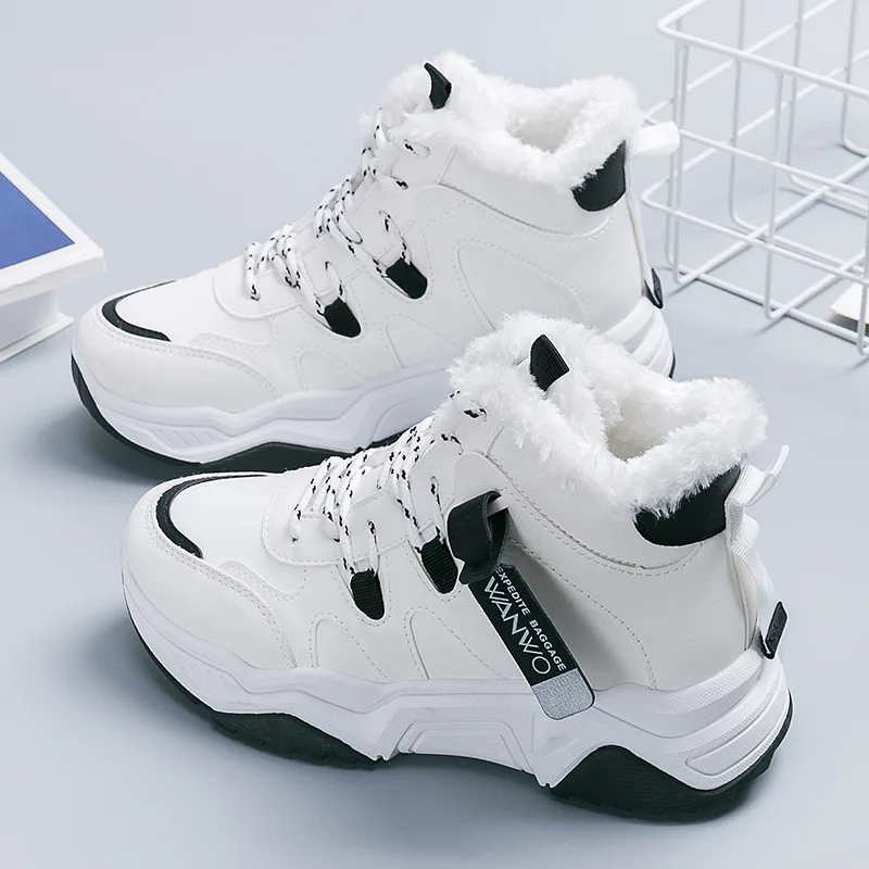 Fleece-Lined Clunky Sneaker Women's Autumn and Winter  New Sports Shoes Tide Shoes Internet-Famous Casual Shoes Cotton Shoes