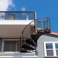 Exterior Stair Exterior Outdoor Canada Industrial Frameless U Channel Black Balcony Metal Glass Railing