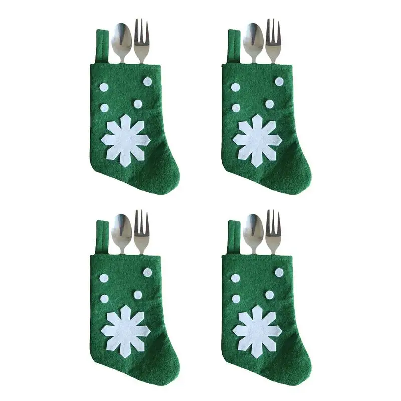 Mini Christmas Cutlery Holder Red Mini Christmas Stockings 4pcs Christmas Tableware Decoration Bag Storage Covers For Christmas