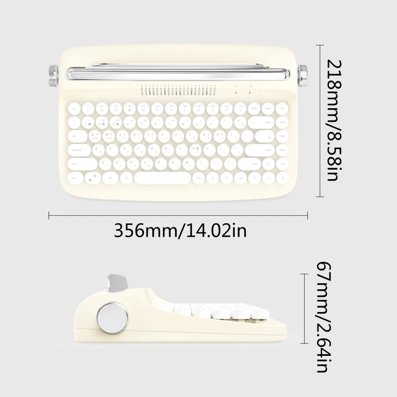 BT5.0 Wireless Keyboard Office Typewriter Mechanical Feel Tablet Universal Fashion Retro Round Keycap Notebook |