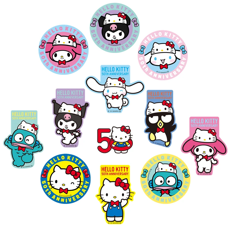 Japan Sanrio Kitty 50Th юбилейные наклейки Hangyodon Badtz-Maru записная книжка с водяной чашкой
