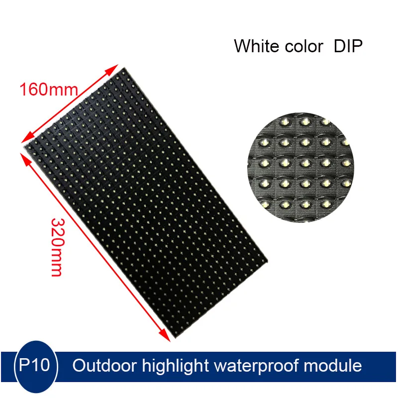 P10 DIP White color LED Sign Panel,Outdoor LED Display Module,Waterproof High Brightness Message Board,Brand Sign Module