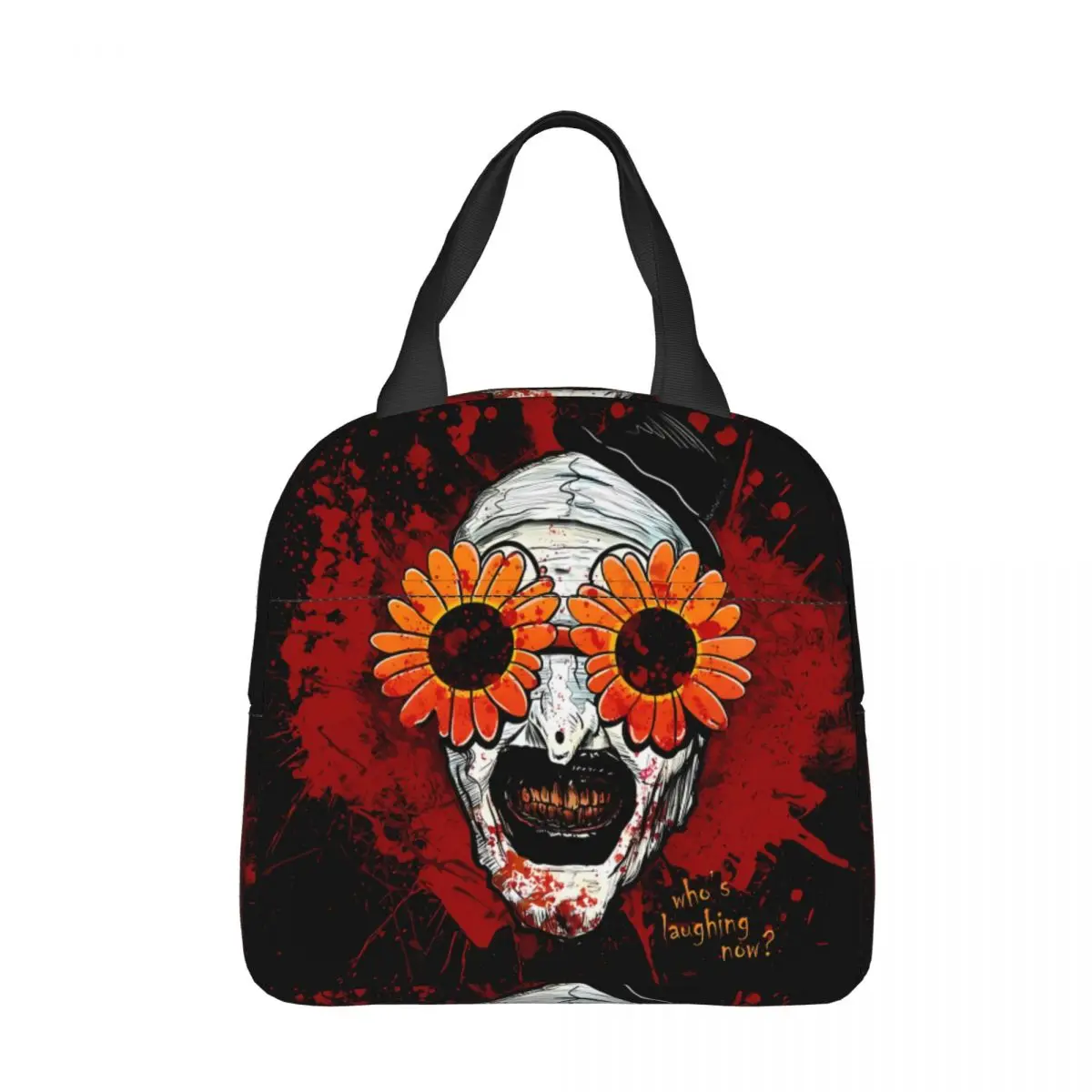 

The Clown Sunflower Sunglasses Horror Portable Lunch Bag Movie Terrifier Ice Cooler Pack Insulation Picnic Food Storage Bags