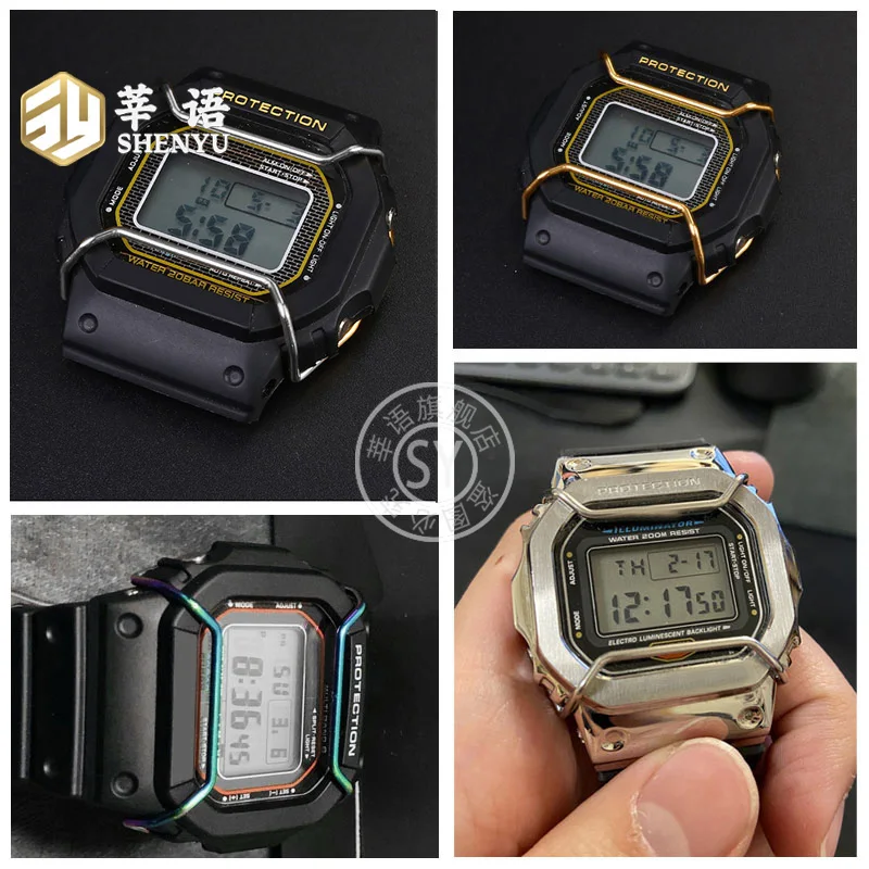 Фото Shenyu Stainless Steel Watch Bumper Guard for Casio G-Shock AE1200 DW5600/5610 GA110/120/400 GWG/GG-1000 Watch Bezel Protector №5