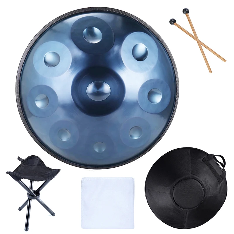9/10 Notes Handpan Drum 22 Inches D Minir Gold Silver Steel Tongue Drum Yoga Meditation Professional Musical Instrument Gifts