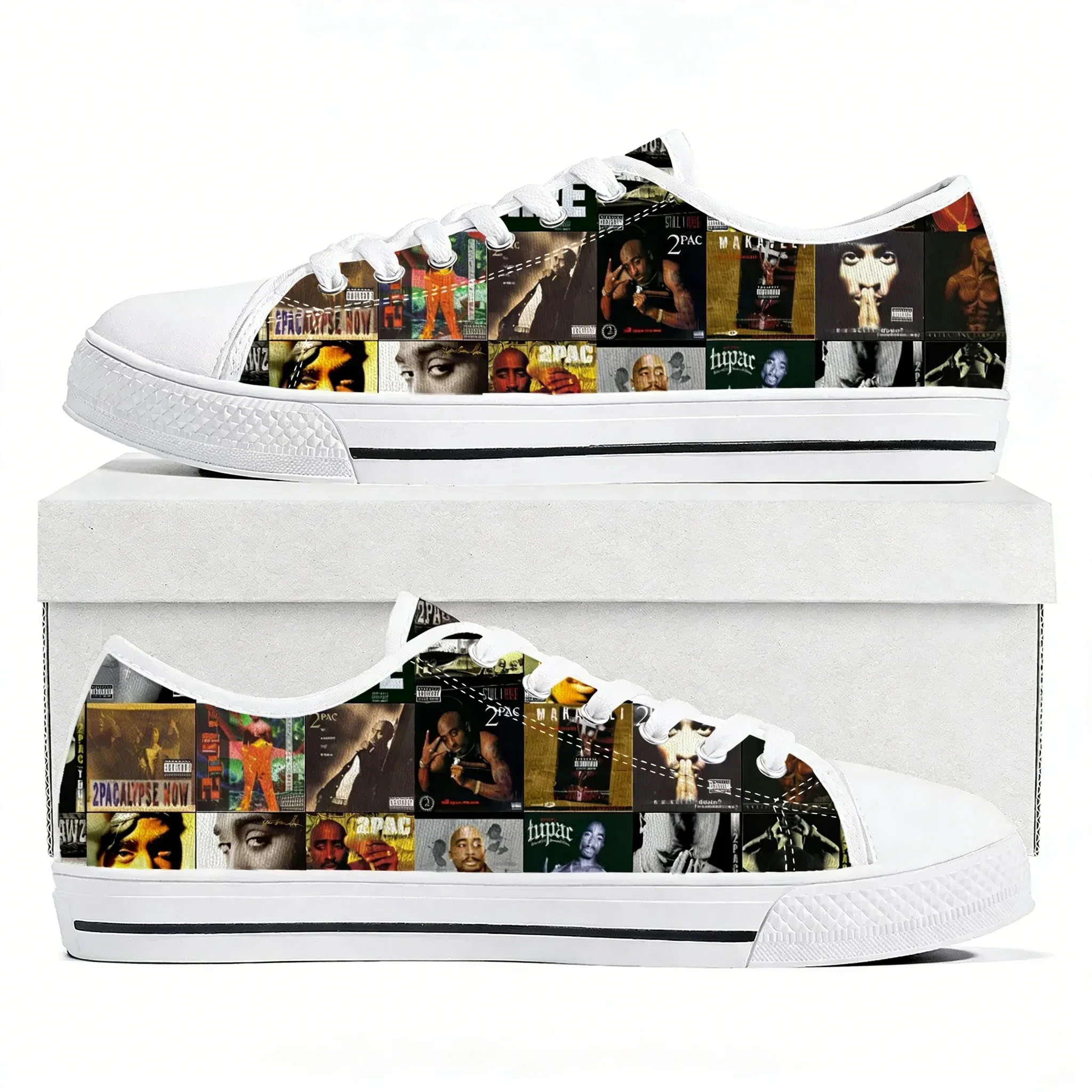 Фото Кроссовки Rap 2Pac Tupac Low Top высокого качества, мужские и женские, из холщовой ткани, модель All Eyez on Me, повседневная обувь для пар, обувь на заказ. №3