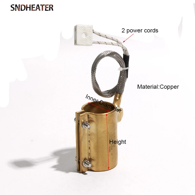 

1 шт., латунный нагреватель SNDHEATER 220 В 340 Вт-500 Вт, Электрический экструдер, Сменный нагревательный элемент 60 × 40 мм/60 × 50 мм/60 × 60 мм