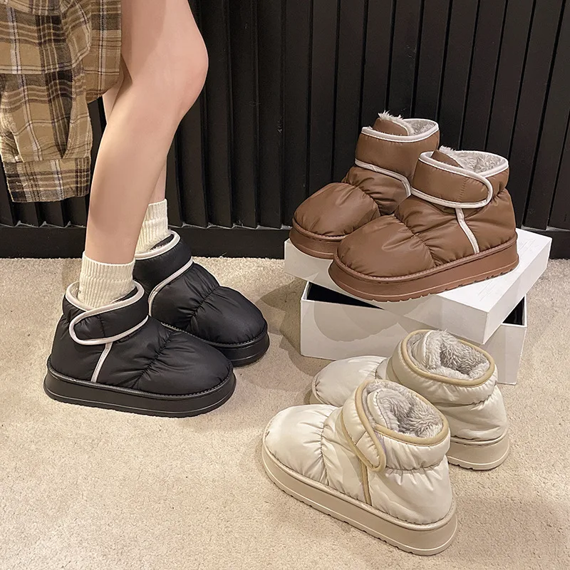 Зимняя теплая нескользящая женская обувь хлопковые тапочки на толстой подошве