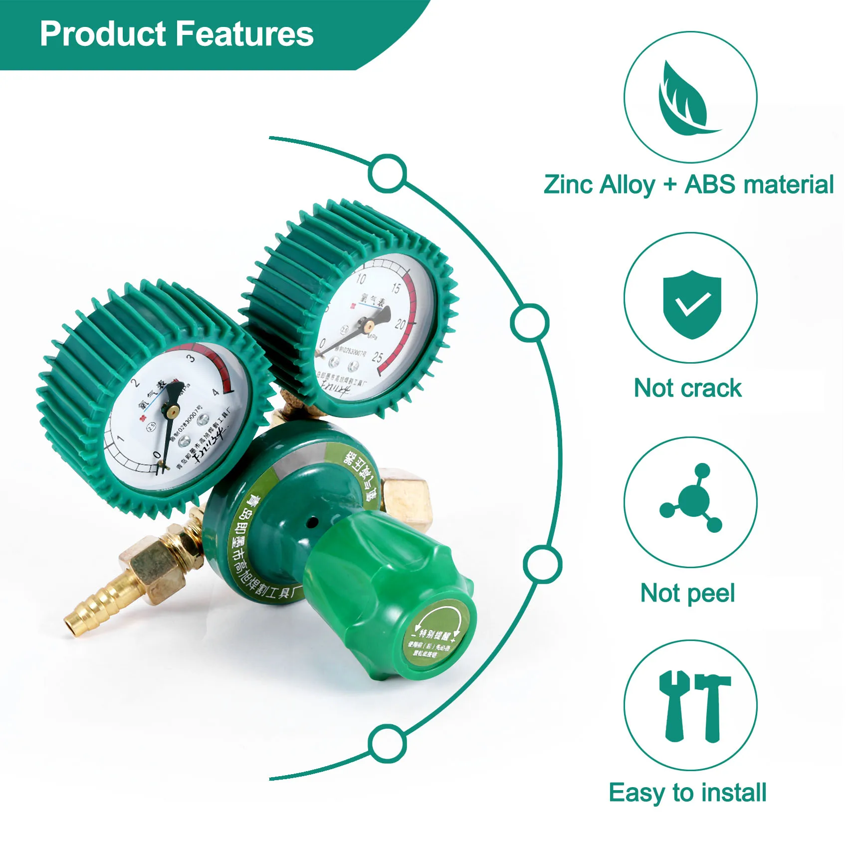 Oxygen Gas Bottle Regulators O2 Reducing Pressure Inhaler Acetylene Double Gauge Regulator Tank