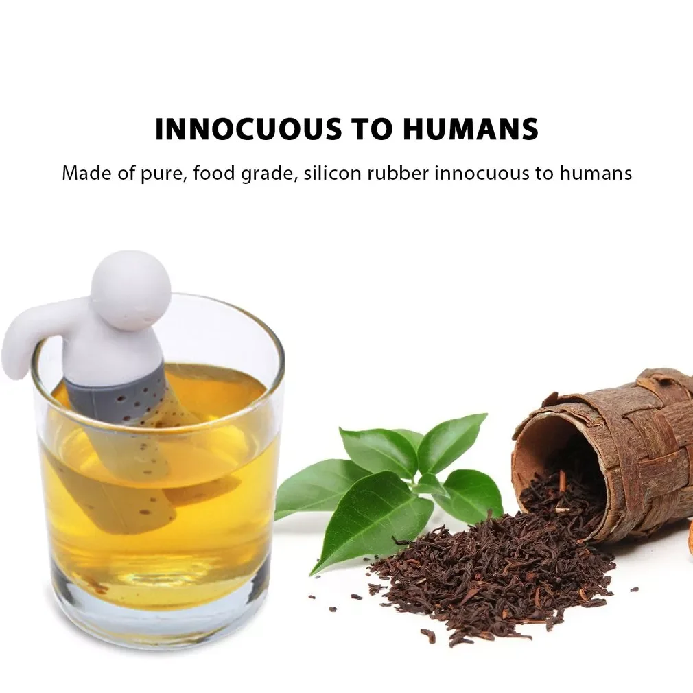 

Infuser Soft Silicone Loose Tea Leaf Strainer Herbal Spice Filter MR Little Man People Tea Infuser Tea Cups Mugs Teapots