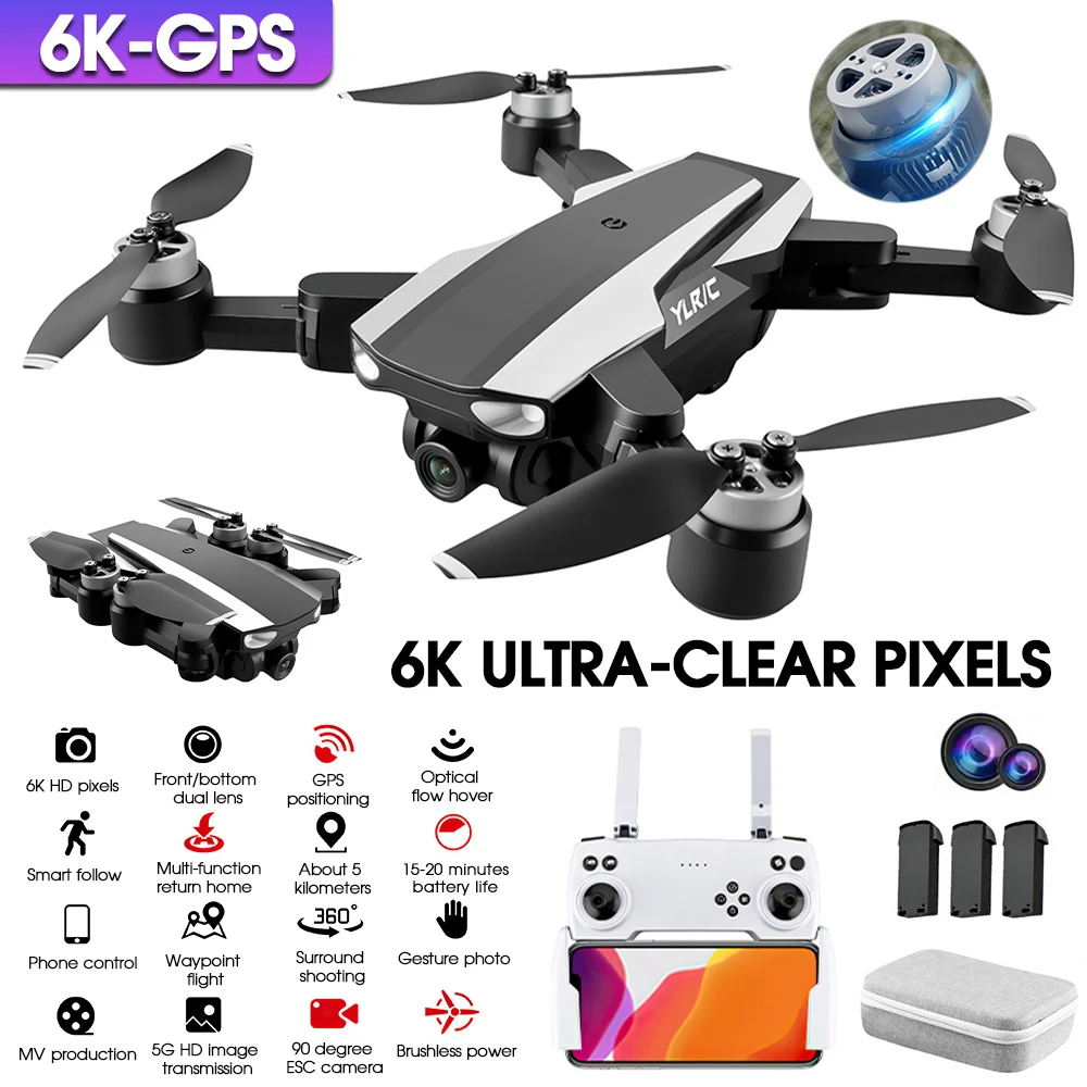 

Мини-Дрон с GPS и двойной HD камерой 4K, профессиональная Аэрофотосъемка, бесщеточный двигатель, складной Квадрокоптер с дистанционным управле...