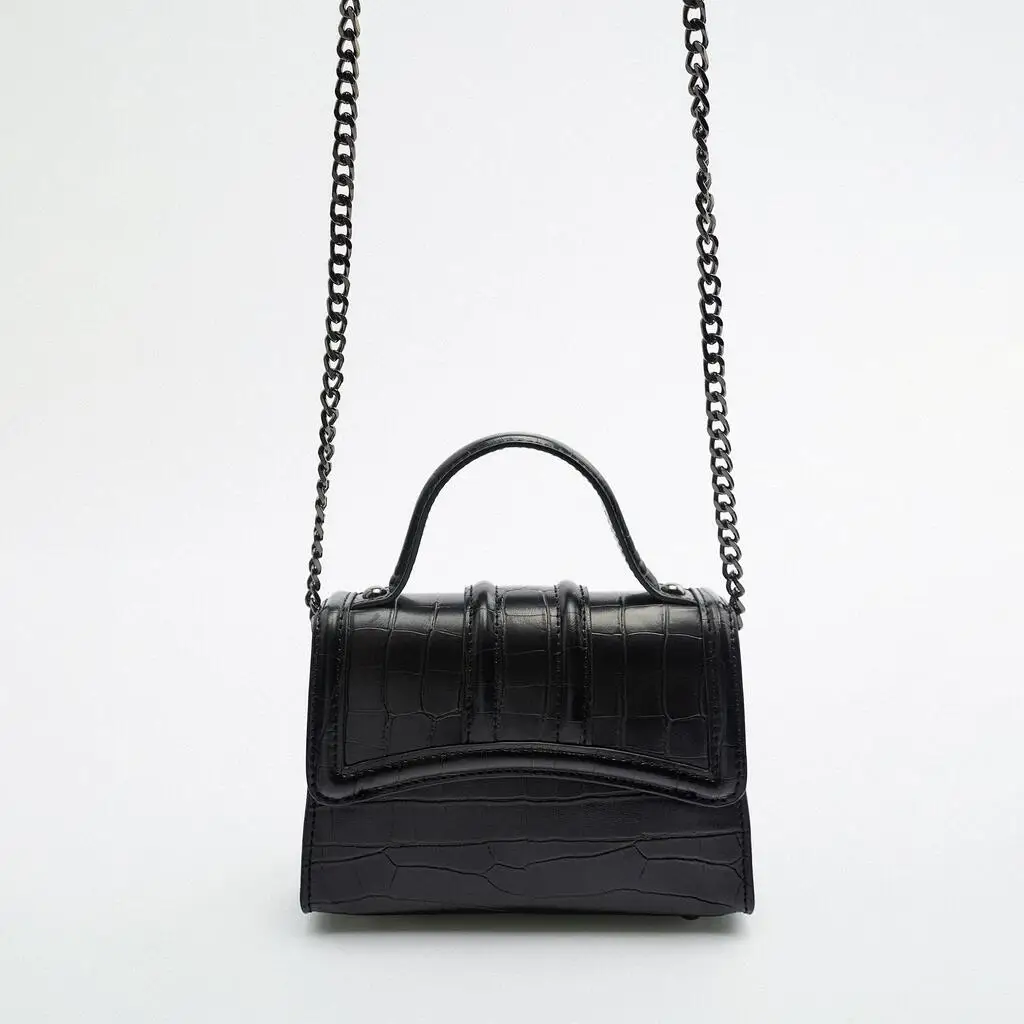 

Female senior designer 2022 classic fashion leather quality chain shoulder strap black mini city shoulder slung small square bag