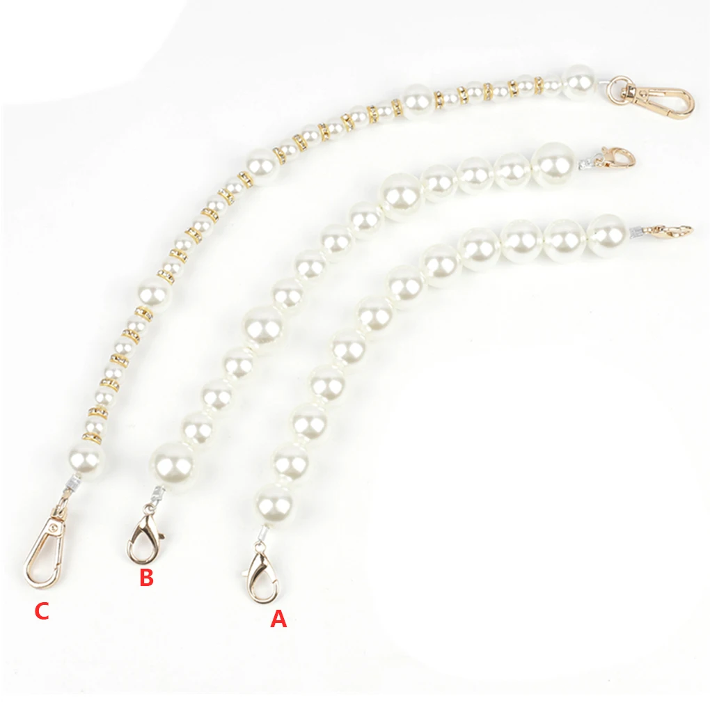 

2 Pieces Fashionable Pearl Chain Cross Body Bag Accessories Smooth Imitation Pearl Universal Steel Wire Valentines Day Decor