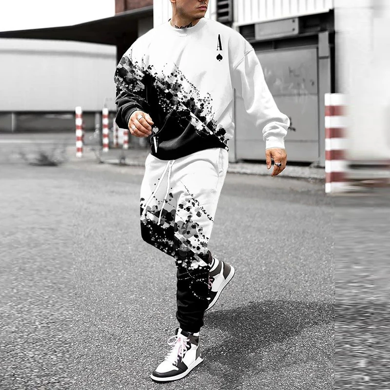 Spring Men's Tracksuit Casual Long Sleeve T-Shirt Trousers Set Fashion Jogging Suit Streetwear Male Outfit 3D Printing Clothing