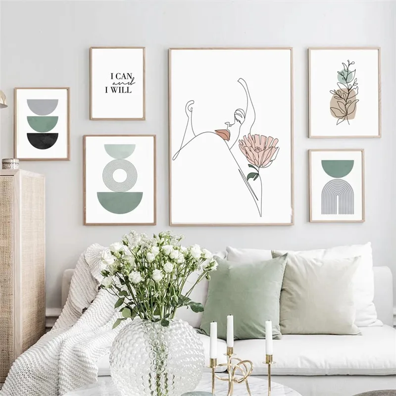 

Abstract Minimalist Girl Lines Botanical Posters and Prints Wall Art Canvas Painting Pictures Living Room Decoration Home Decor