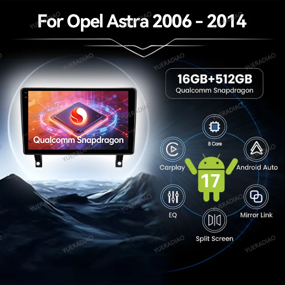 Фото Автомагнитола Android 17 для Opel Astra H 2006-2014, мультимедийный видеоплеер Qualcomm QLED, BT, 4G, WIFI, GPS NAVI, 2DIN, LTE, 5G №1
