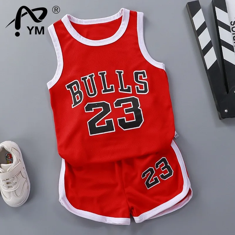 

New Summer Boys Basketball Uniform Children's Tracksuits Sports Suits Toddler Clothing Sets Leisure Kids Vest T Shirt+shorts 2pc