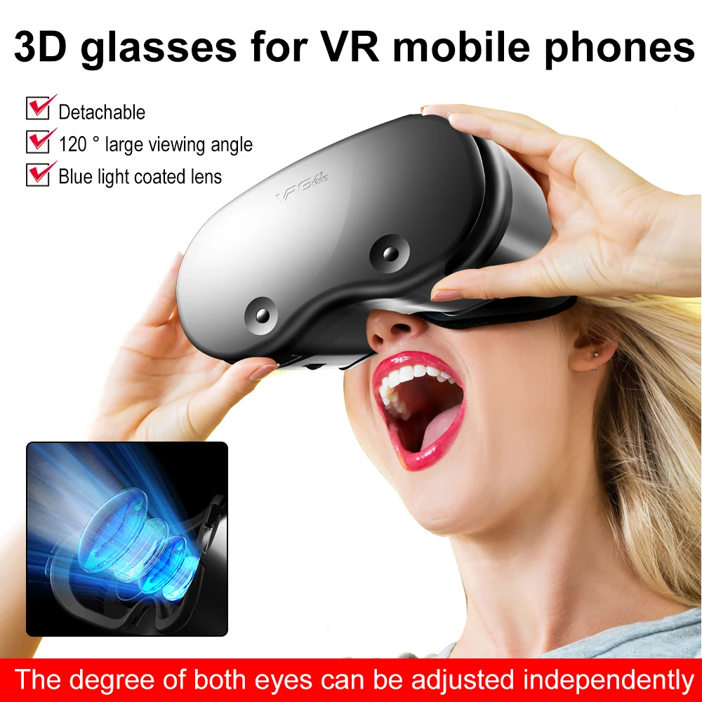 

Virtual Reality 3D VR Headset Smart Glasses Helmet for Smartphones Cell Phone Mobile 7 Inches Lenses Binoculars with Controllers