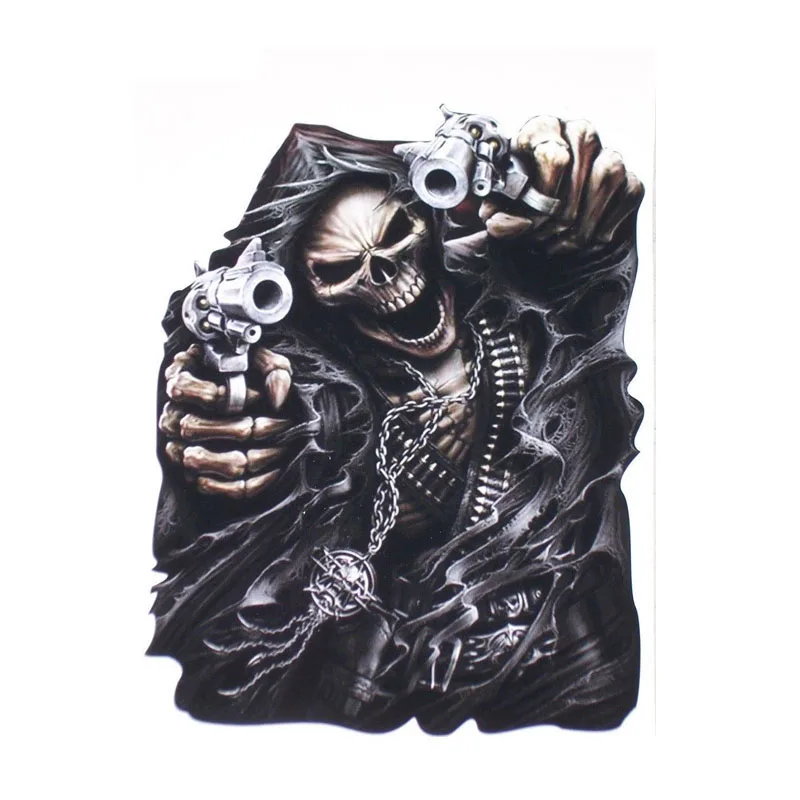 

Car Stickers Personality Creative Skeleton with Pistol Vinyl Decals Car Motorcycle Bumper Body Rear Window Decorative Decals15cm