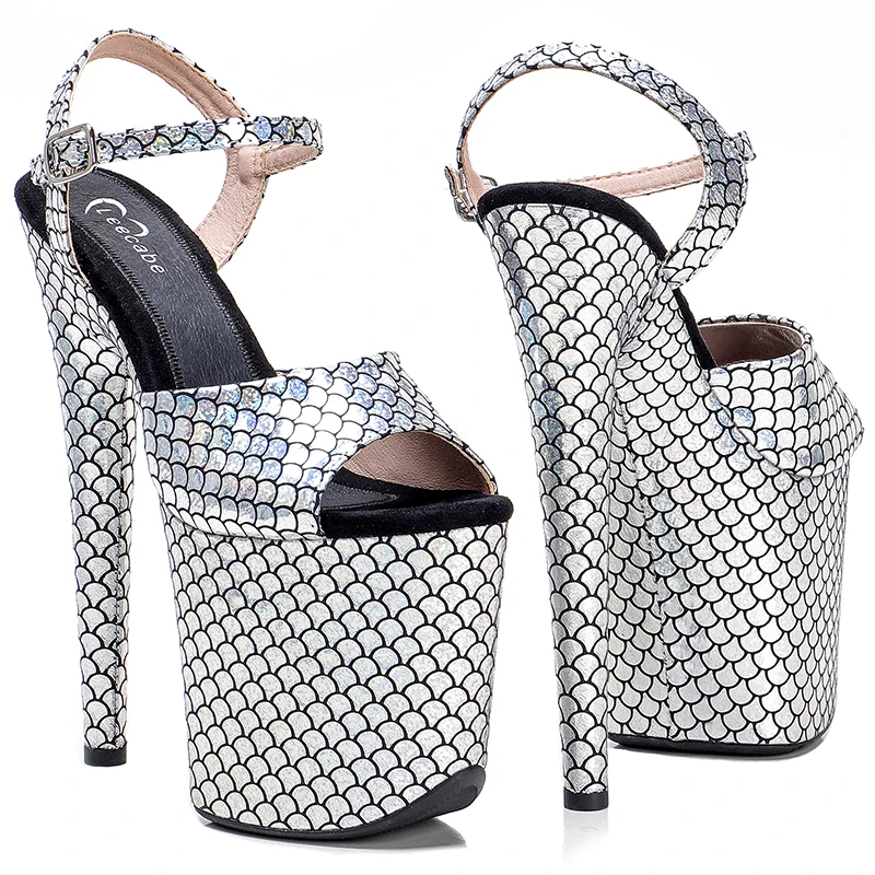 Leecabe 20cm/ 8inches   PU upper  fashion sexy  platform high heel   sandals  pole dance shoes